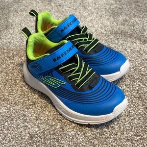 Skechers Kids Blue and Neon Green Sneakers
